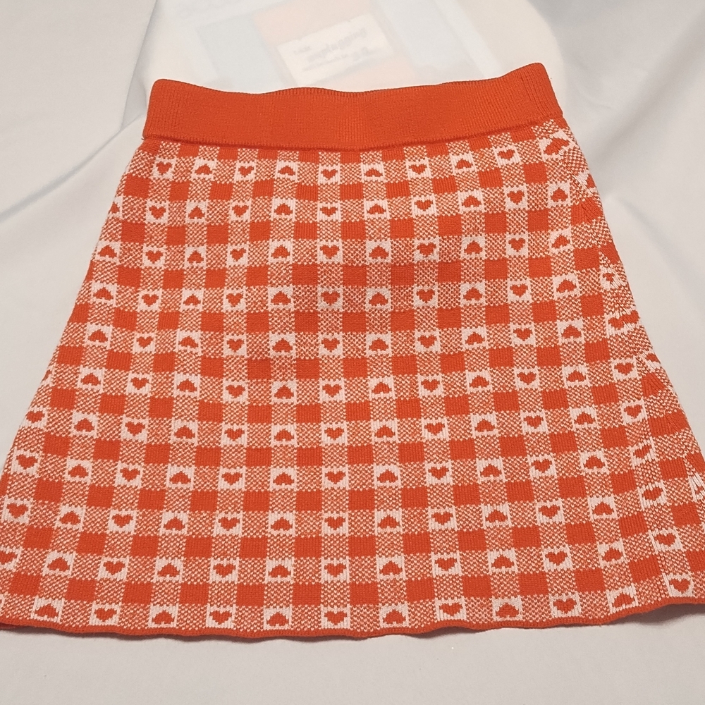 Kids Orange Checkered Skirt